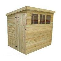 Empire 7ft x 6ft (2.13m x 1.82m) Pent Shed with 3 Windows and Door on End Panel