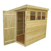 Empire 8ft x 6ft (2.43m x 1.82m) Pent Shed with 3 Windows and Door on End Panel