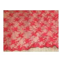 Embroidered Scalloped Edge Couture Bridal Lace Fabric Coral