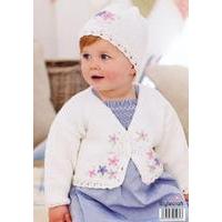 Embroidered Cardigan & Hat in Stylecraft Lullaby DK (9172)