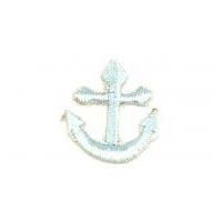 Embroidered Nautical Anchor Motifs Pale Blue