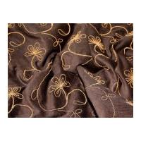 Embroidered Stretch Needlecord Dress Fabric Brown & Mustard
