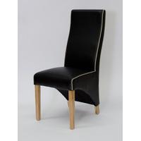 Emperor Contrast Stitching Bonded Leather Wave Back Dining Chairs