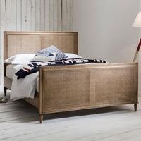 Emery King Size Bed In Weathered With Hand Woven Cane