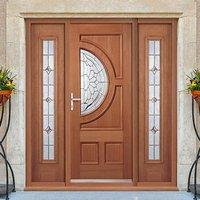 Empress Exterior Hardwood Door and Frame Set with Two Side Screens and Zinc Double Glazing