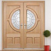 empress external oak door pair with zinc bevel clear tri glazing