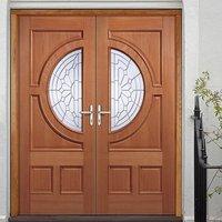 Empress Hardwood Door Pair with Zinc Clear Bevelled Double Glazing