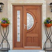 empress exterior hardwood door and frame set with one side screen and  ...