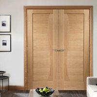 Emilia Oak Flush Door Pair with Stepped Design