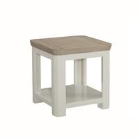 Empire Square Wooden Lamp Table In Stone Painted