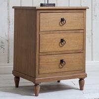 Emery Bedside Cabinet In Weathered With 3 Drawers