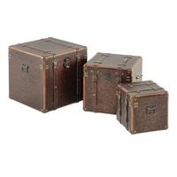 Eminem Set of 3 Storage Trunks In Brass Copper And Wood
