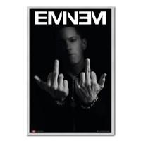 Eminem Middle Fingers Poster Silver Framed - 96.5 x 66 cms (Approx 38 x 26 inches)