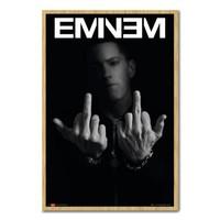 Eminem Middle Fingers Poster Beech Framed - 96.5 x 66 cms (Approx 38 x 26 inches)