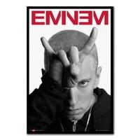 Eminem Horns Poster Black Framed - 96.5 x 66 cms (Approx 38 x 26 inches)