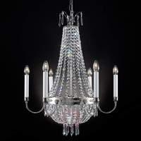 Empire Crystal Chandelier Six Bulbs Old Silver