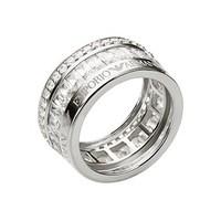 emporio armani pure eagle silver cubic zirconia 3 tier ring