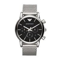 Emporio Armani men\'s chronograph stainless steel mesh bracelet watch