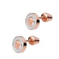 emporio armani logo rose gold plated stud earrings