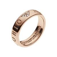 Emporio Armani ladies\' stone set rose gold-plated logo ring