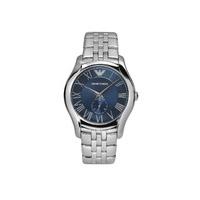 emporio armani new mens chronograph round blue dial stainless steel br ...
