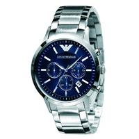 Emporio Armani Classic men\'s chronograph blue dial stainless steel bracelet watch