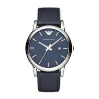 emporio armani mens round blue dial blue leather strap watch