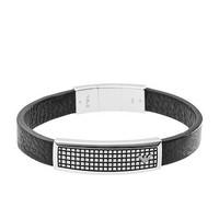 Emporio Armani Digital Shadow men\'s black leather and stainless steel bracelet