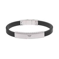 emporio armani studs stainless steel and rubber mens bracelet