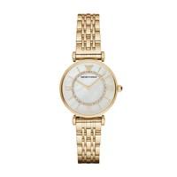 emporio armani ladies cubic zirconia yellow gold tone bracelet watch