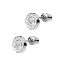 emporio armani logo silver stud earrings