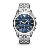 Emporio Armani chronograph men\'s blue dial stainless steel bracelet watch