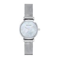Emporio Armani ladies\' mother of pearl dial stainless steel watch