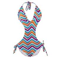 Emmatika Children Multicolor Trikini Swimsuit Wavy Zig Zag