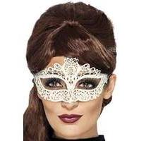 Embroidered Lace Filigree Eyemask White