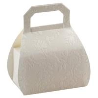 Embossed White Floral Handbag Favour