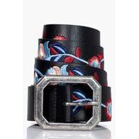 Embroidered Boyfriend Belt - black