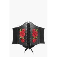 embroidered corset belt black
