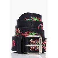 Embroidered Boyfriend Belt - black