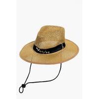 Embellished Straw Fedora - natural