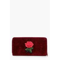 Embroidered Floral Purse - wine