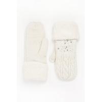 Embellished Faux Fur Trim Mitt Gloves