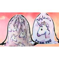 Emoji Unicorn Drawstring Bag