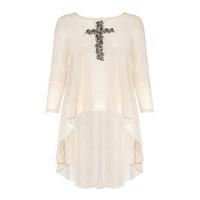 embroidered cross mesh top