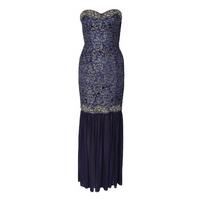 Embellished Lace Strapless Maxi Dress