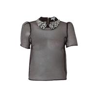 Embellished Collar Sheer Top