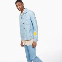 Embroidered Denim Shirt Jacket - Semi Light Blue