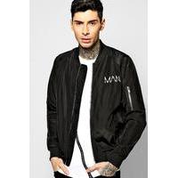 Embroidered MA1 Bomber - black