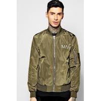 Embroidered MA1 Bomber - khaki