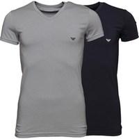 Emporio Armani Mens Two Pack T-Shirt Grey/Marine